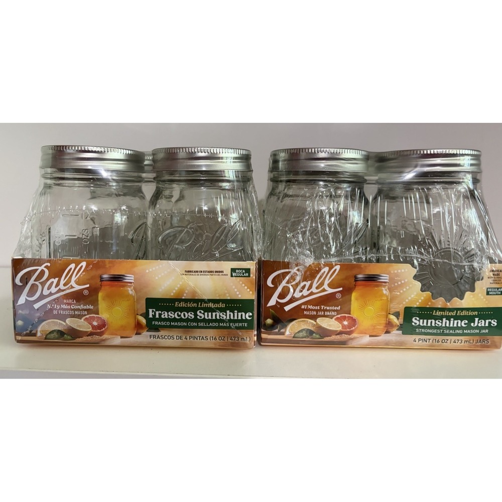 BALL HTF Keepsake Series Limited Edition Sunshine Mason Canning PINT Jars TWO